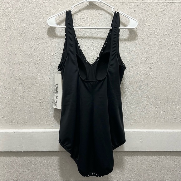 Trimshaper Jean One Piece Black with Polka Dots NWT Size 18 - Picture 6 of 9